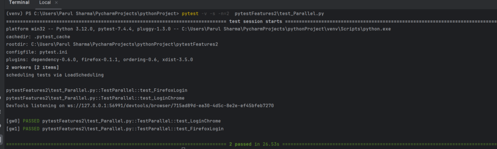 image of execute command